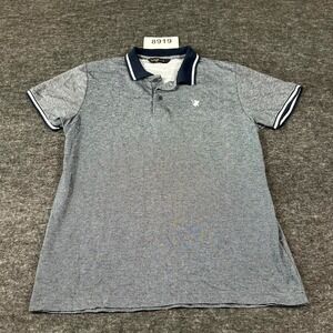 York Team Polo Club Polo Shirt Mens Large Gray Cotton Pony Logo Collared Casual